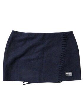 Prada P112 xe Cashmere Navy Mini Skirt Rolled 0332